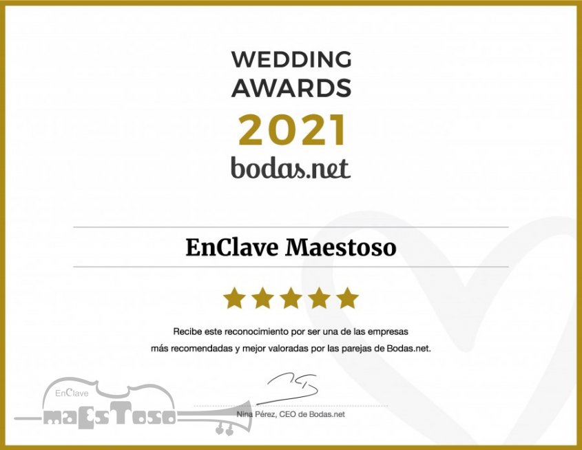 EnClave Maestoso consigue el Wedding Awards 2021 de Bodas.net