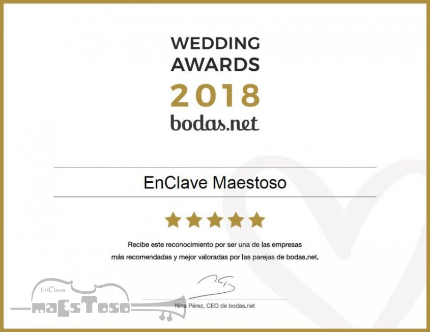 Wedding Awards 2018 en la categoría Música de Bodas.net