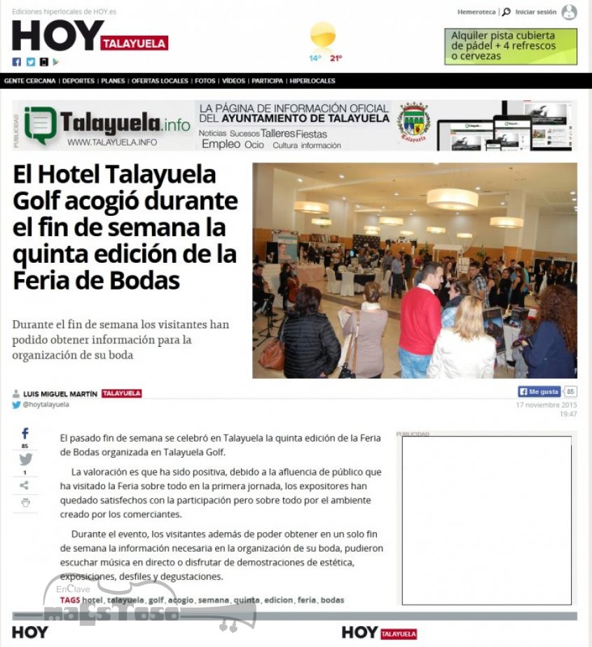 El Hotel Talayuela Golf acogió durante el fin de semana la 5ª Feria de Bodas